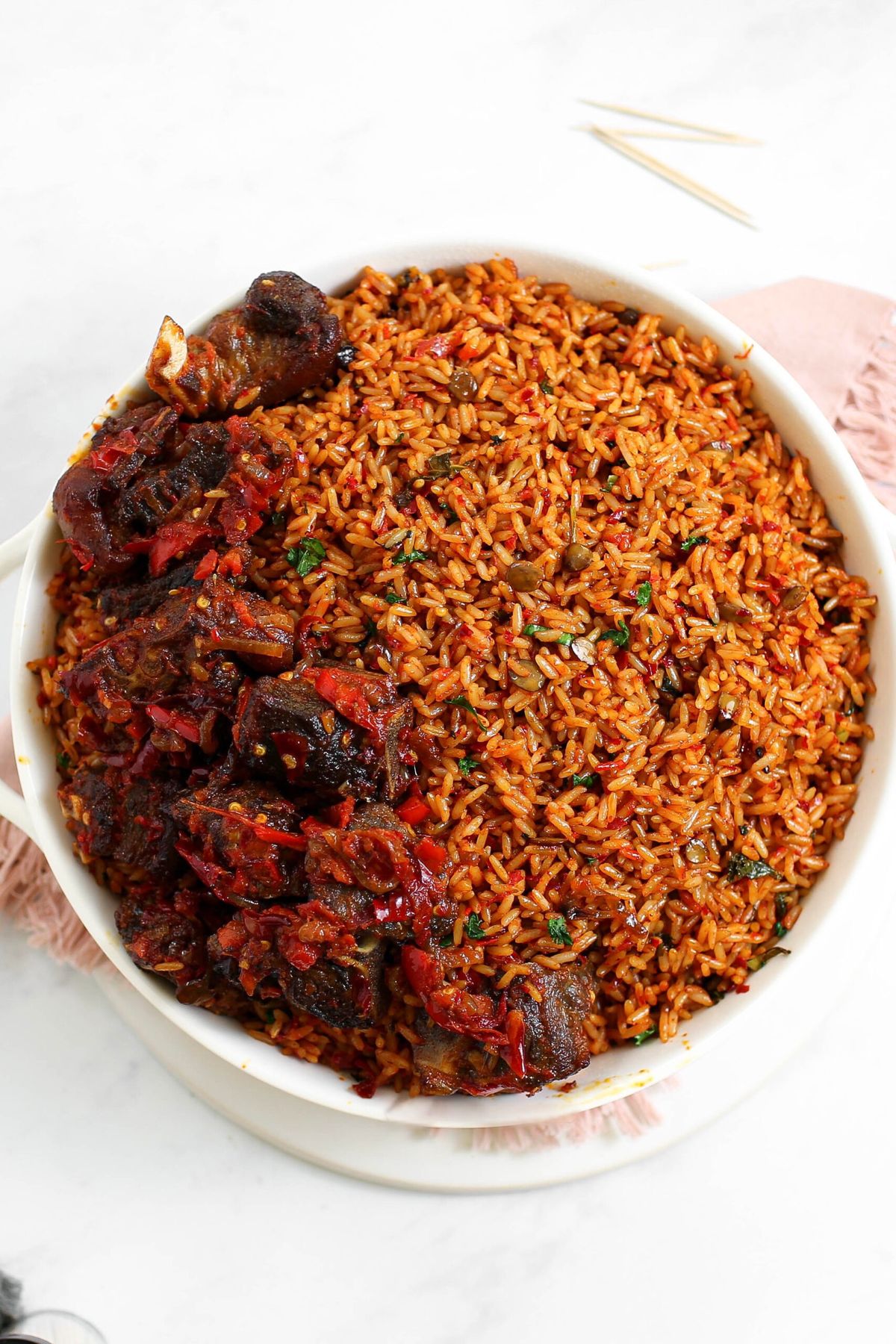 Ghana jollof with goat meat