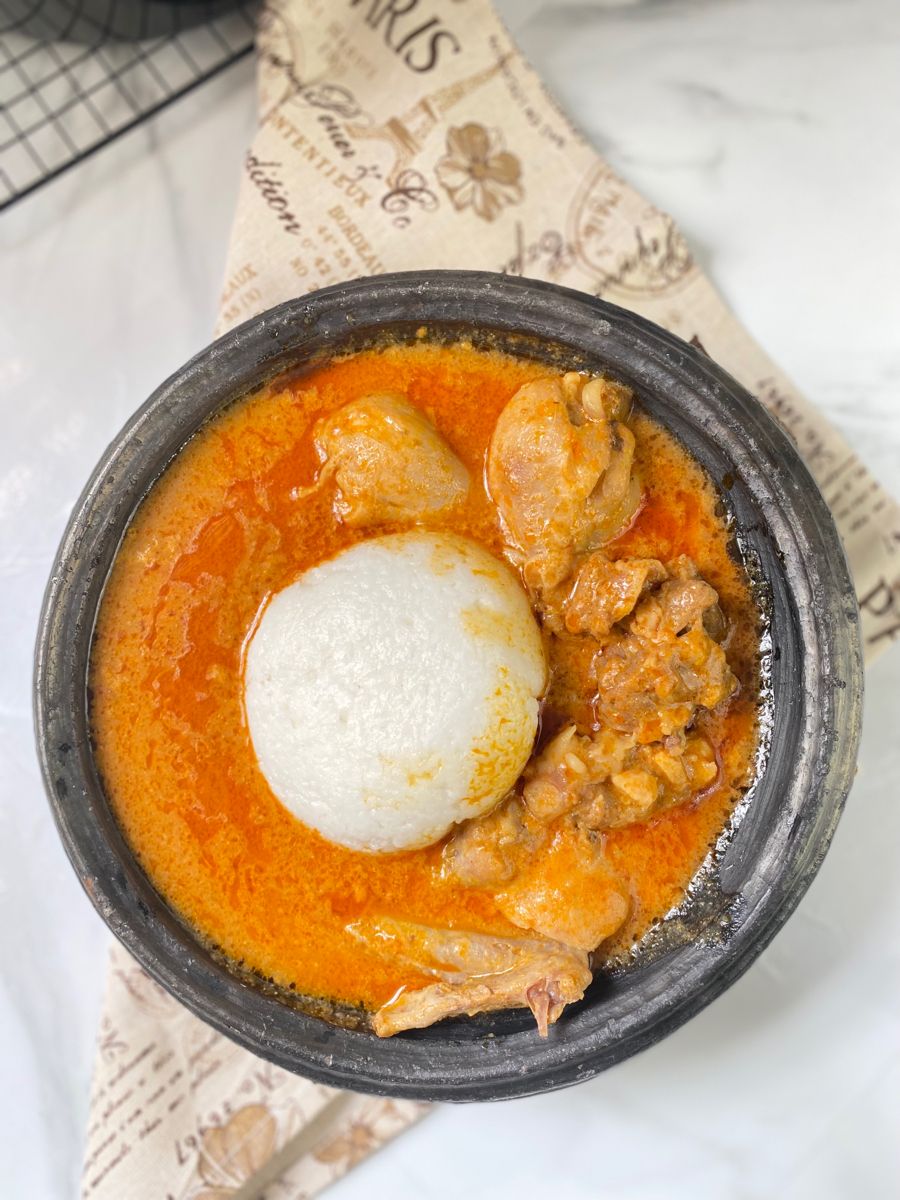 Peanut butter soup with rice ball